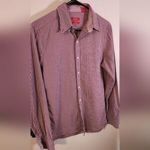 Izod Burgundy Checkered Men's Shirt